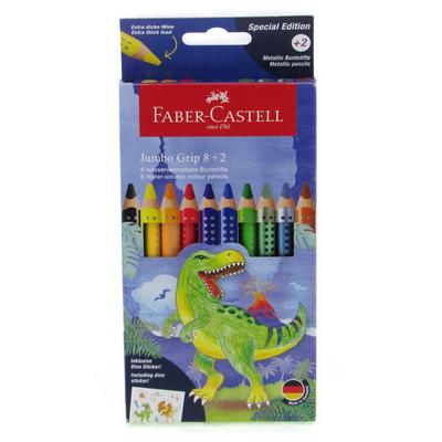Faber-Castell Jumbo Grip Special Edition Kuru Boya Karton Kutu Tam Boy 10 Renk Dino