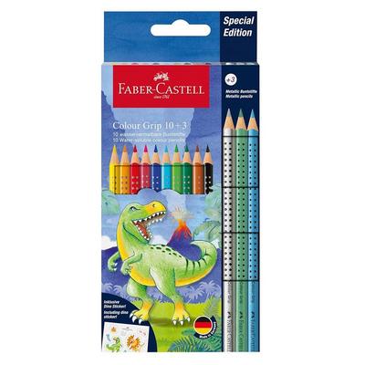 Faber-Castell Grip Special Edition Kuru Boya Karton Kutu Tam Boy 12 Renk Dino