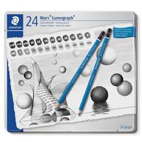 Staedtler Mars Lumograph Dereceli Resim Kalemi Seti 24'Lü Metal Kutuda