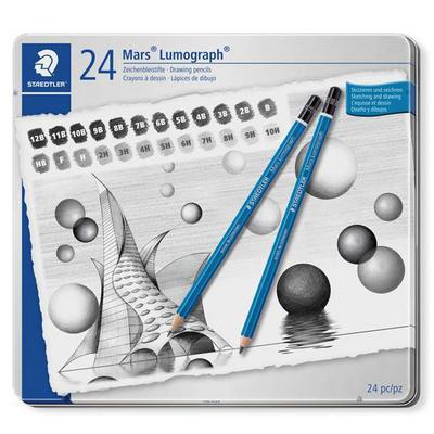 Staedtler Mars Lumograph Dereceli Resim Kalemi Seti 24'Lü Metal Kutuda