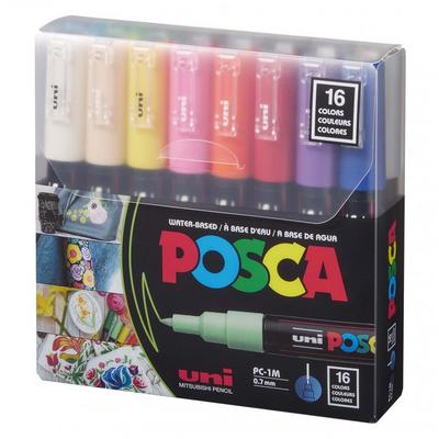 Uni Posca Su Bazlı Poster Markörü Pc-1M 0,7Mm Yuvarlak Uçlu 16'Lı Set