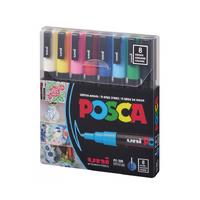 Uni Posca Su Bazlı Poster Markörü Pc-3M 0,9-1,3Mm 8'Li Ana Renkler Set