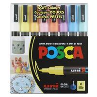 Uni Posca Su Bazlı Poster Markörü Pc-3M 0,9-1,3Mm 8'Li Soft Color Set