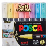 Uni Posca Su Bazlı Poster Markörü Pc-1M 0,7Mm Yuvarlak Uçlu Soft Renkler Set