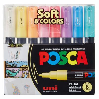 Uni Posca Su Bazlı Poster Markörü Pc-1M 0,7Mm Yuvarlak Uçlu Soft Renkler Set