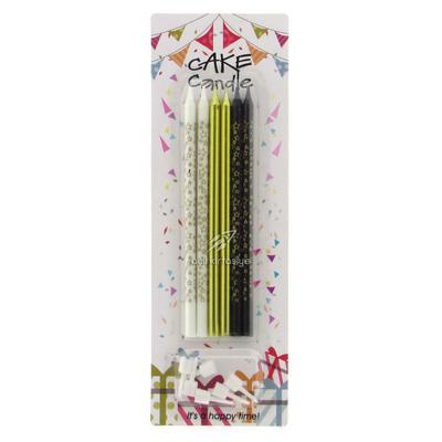İnce Uzun Pasta Mumu 6'Lı Yıldızlı