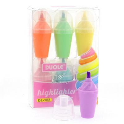 Maxx Dl-268 Duole Mini Fosforlu Kalem Seti 6'Lı Set Dondurma Şekilli