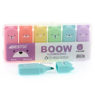 Maxx Mx-2003 Mini Fosforlu Kalem Seti 6'Lı Ayıcık