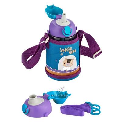 Uzspace 2011 Tritan Matara 480Ml Kılıflı Yedek Kapaklı Mavi