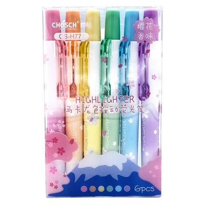 Chosch Cs-H771 Basmalı Click Fosforlu İşaretleme Kalemi Pastel Renkler 6'Lı Set
