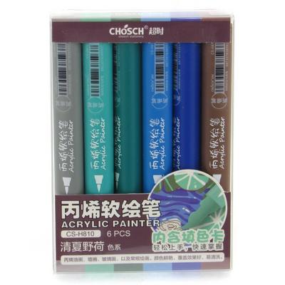 Chosch Cs-H810 Fırça Uçlu Akrilik Poster Markörü 6'Lı Set