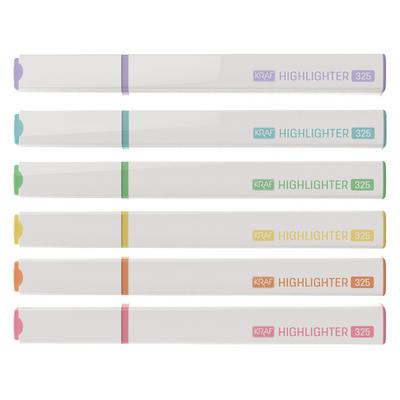 Kraf 325 Neon Fosforlu Kalem Yassı Gövdeli 6'Lı Set Kişiselleştirme Etiketli