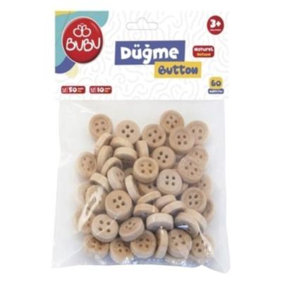 Bubu Hs0006 Ahşap Düğme Karışık 60'Lı Paket Naturel