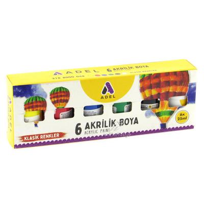 Adel Akrilik Boya 6'Lı Set Klasik Renkler 6X25ml