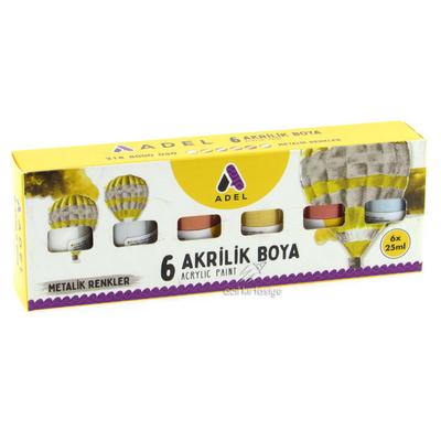 Adel Akrilik Boya 6'Lı Set Metalik Renkler