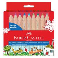 Faber-Castell Jumbo Gövde Minik Eller İçin İdeal Kuru Boya Karton Kutu Tam Boy 12 Renk