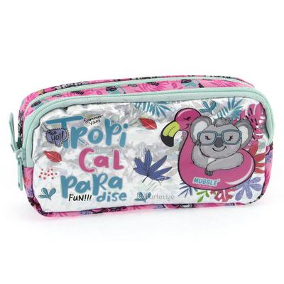 Muggle Mu-8966 Kalem Çantası Tropikal Paradice Pembe