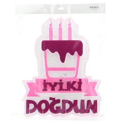 Strafor Süs Pasta Şekilli İyi Ki Doğdun Pembe