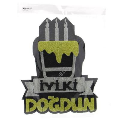 Strafor Süs Pasta Şekilli İyi Ki Doğdun Altın Gümüş