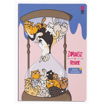 Thinkbook Tb-001 Zamansız Kediler Haftalık Plan Ajandası Kum Saati