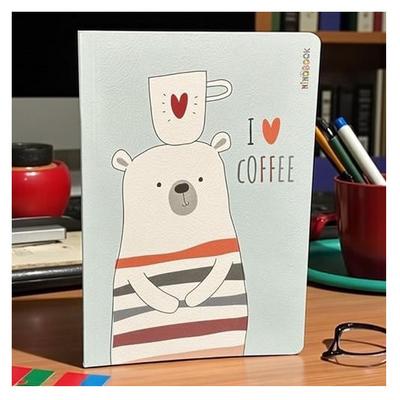 Ninobook Nb-005 Karton Kapaklı Defter 15X21cm 128 Sayfa Çizgisiz Big Coffee Bear