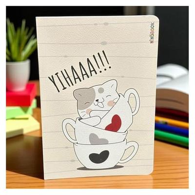 Ninobook Nb-005 Karton Kapaklı Defter 15X21cm 128 Sayfa Çizgisiz Big Cup Of Cat