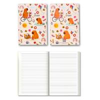 Thinkbook Tb-015 Sert Kapak Defter 14X20 208 Sayfa Çizgili Capybara Piknik