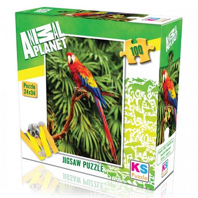 Ks Games Animal Planet 100 Parça Puzzle 10111 Scarlet Macaw