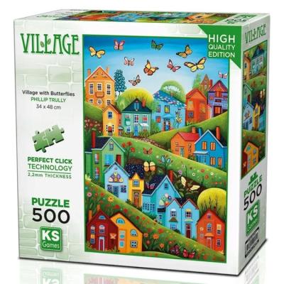 Ks Games 500 Parça Puzzle 20079 Village With Butterfilies