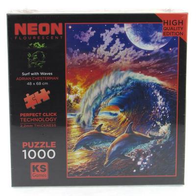Ks Games 1000 Parça Puzzle 20765 Surf With Waves Neon Karanlıkta Parlar