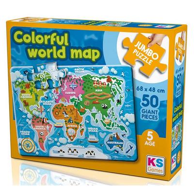 Ks Games 50 Parça Jumbo Puzzle 5 Yaş 31015 Colorful World Map