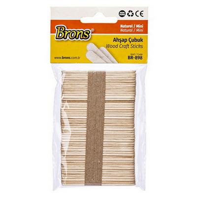 Brons Mini Ahşap Çubuk Küçük Naturel 50'Li Paket