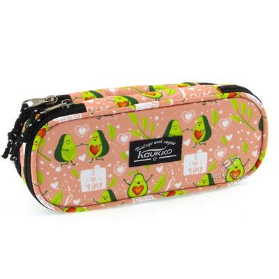 Kaukko Nature Özel Bölmeli Katlı Kalem Çantası K2176 Somon Avocado