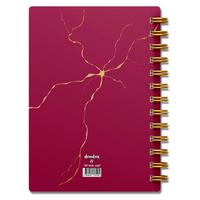 Denden Dd-002 Mermer Karton Kapaklı Spiralli Defter 17X24 224 Sayfa Çizgili Kırmızı