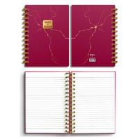 Denden Dd-002 Mermer Karton Kapaklı Spiralli Defter 17X24 224 Sayfa Çizgili Kırmızı