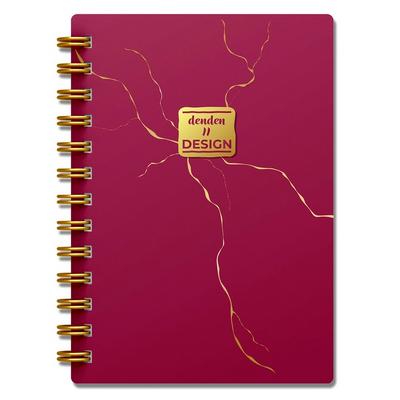 Denden Dd-002 Mermer Karton Kapaklı Spiralli Defter 17X24 224 Sayfa Çizgili Kırmızı