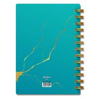 Denden Dd-002 Mermer Karton Kapaklı Spiralli Defter 17X24 224 Sayfa Çizgili Turkuaz
