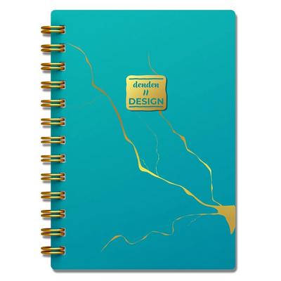 Denden Dd-002 Mermer Karton Kapaklı Spiralli Defter 17X24 224 Sayfa Çizgili Turkuaz