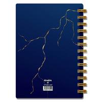 Denden Dd-002 Mermer Karton Kapaklı Spiralli Defter 17X24 224 Sayfa Çizgili Lacivert