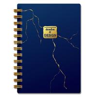Denden Dd-002 Mermer Karton Kapaklı Spiralli Defter 17X24 224 Sayfa Çizgili Lacivert