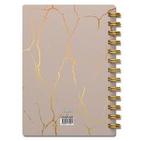 Denden Dd-002 Mermer Karton Kapaklı Spiralli Defter 17X24 224 Sayfa Çizgili Bej