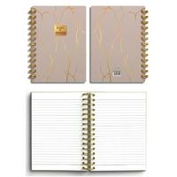 Denden Dd-002 Mermer Karton Kapaklı Spiralli Defter 17X24 224 Sayfa Çizgili Bej