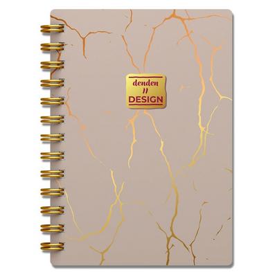 Denden Dd-002 Mermer Karton Kapaklı Spiralli Defter 17X24 224 Sayfa Çizgili Bej