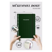 Victoria's Journals Premium Nota Bene A4 Spiralli Defter Çizgili Koyu Yeşil