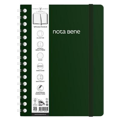 Victoria's Journals Premium Nota Bene A4 Spiralli Defter Çizgili Koyu Yeşil