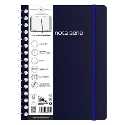 Victoria's Journals Premium Nota Bene A5 Spiralli Defter Çizgili Lacivert