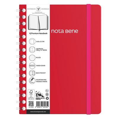Victoria's Journals Premium Nota Bene A5 Spiralli Defter Çizgili Kırmızı