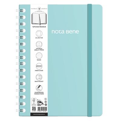Victoria's Journals Premium Nota Bene A5 Spiralli Defter Çizgili Turkuaz