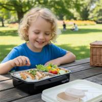 Vagon Life Bl10283 Çelik Hazneli Lunch Box Beslenme Kabı Siyah Beyaz