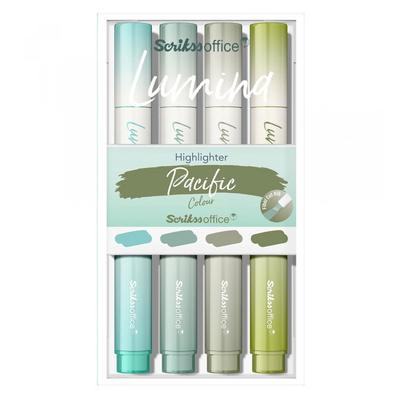 Scrikss Lumina Fosforlu İşaretleme Kalemi 4'Lü Set Pacific Colour
